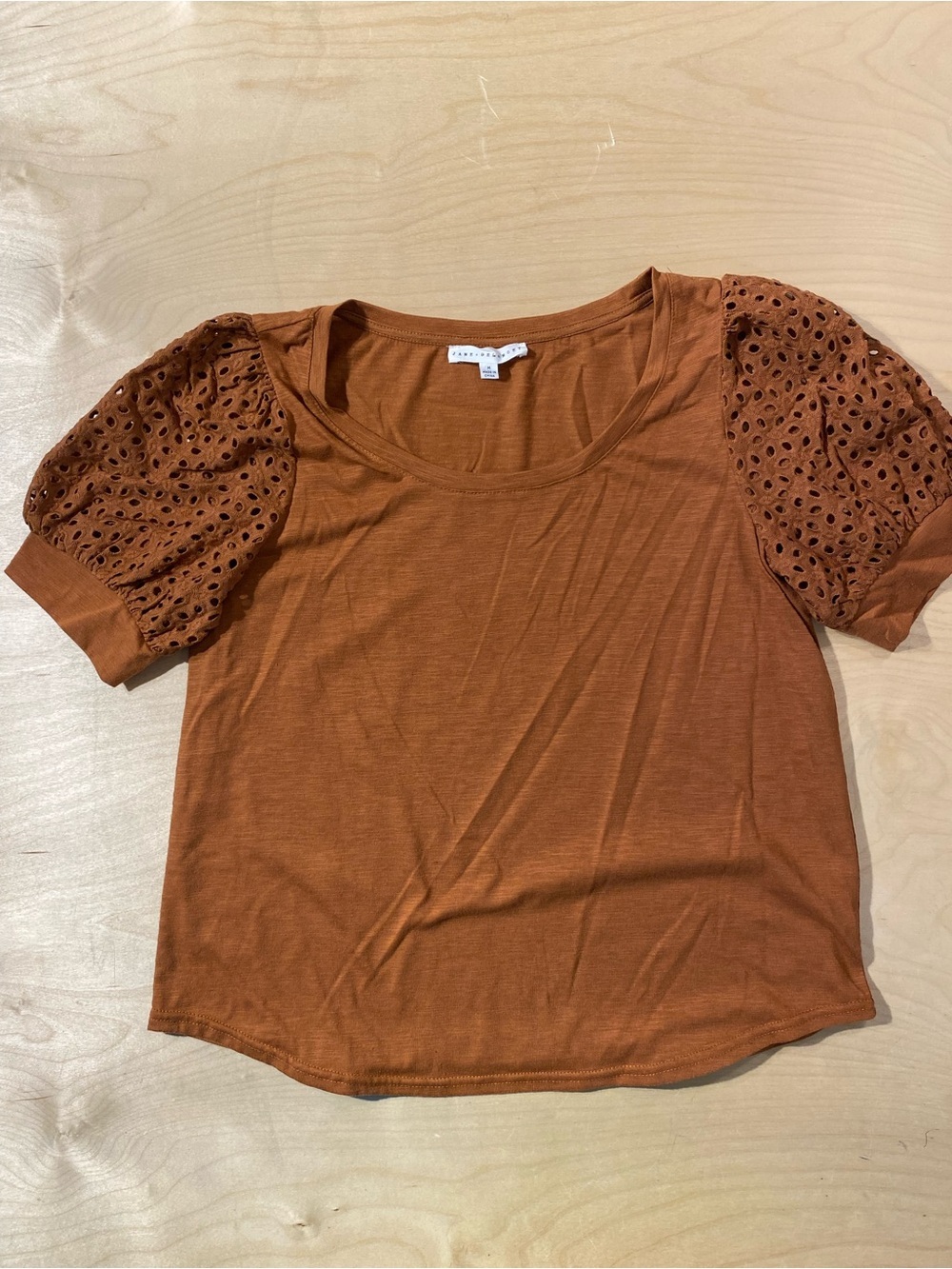 Jane + Delancey Eyelet Puff Sleeve Top - Rust Medium (RT) - Picture 3 of 8